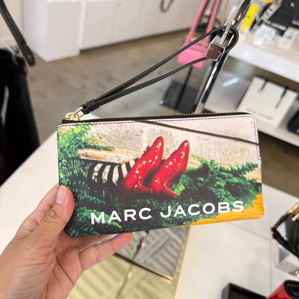 Marc Jacobs Graphic Wristlet with Red Accent